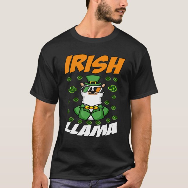 T-shirt Funny Irish Llama Alpaca Face mignonne St Patrick  (Devant)