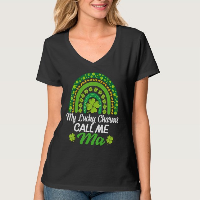 T-shirt Funny Irish My Lucky Charms Ma Rainbow St Patrick (Devant)