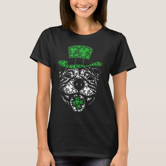 T-shirt Funny Irish Pitbull Shamrock Green Casquette St Pa (Devant)