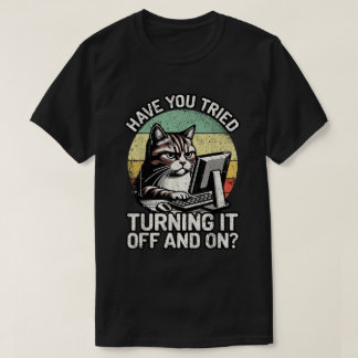 T-shirt Funny IT Cat Tech Support Retro Shirt