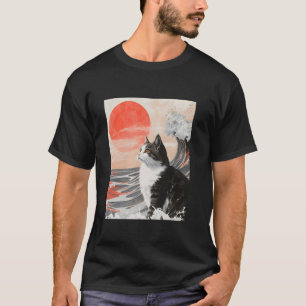 T-shirt Funny Japanese Cat Tee Japon Art Tenue Hommes Femm
