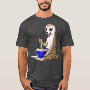 T-shirt Funny Japanese Kawaii Ramen Noodles Meerkat 