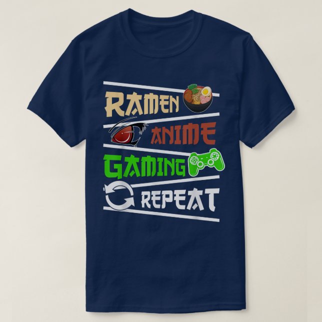 T-shirt Funny Japanese Manga Anime Gaming Anime Ramen Game (Design devant)