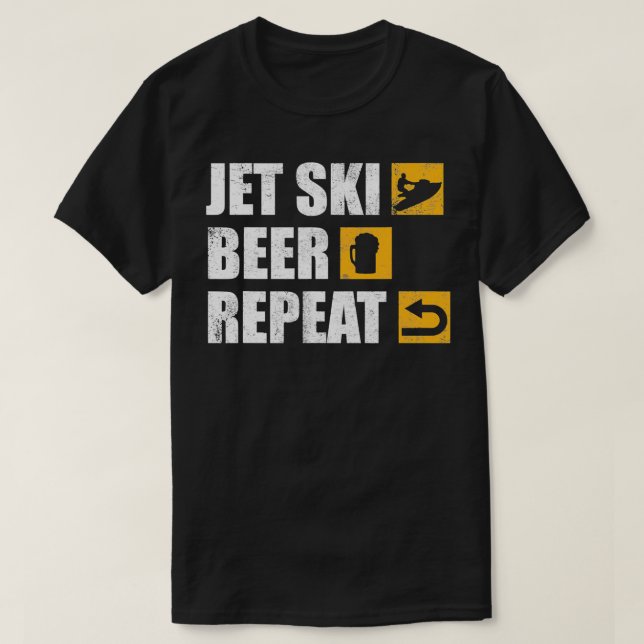 T-shirt Funny Jet Ski Beer Repeat (Design devant)