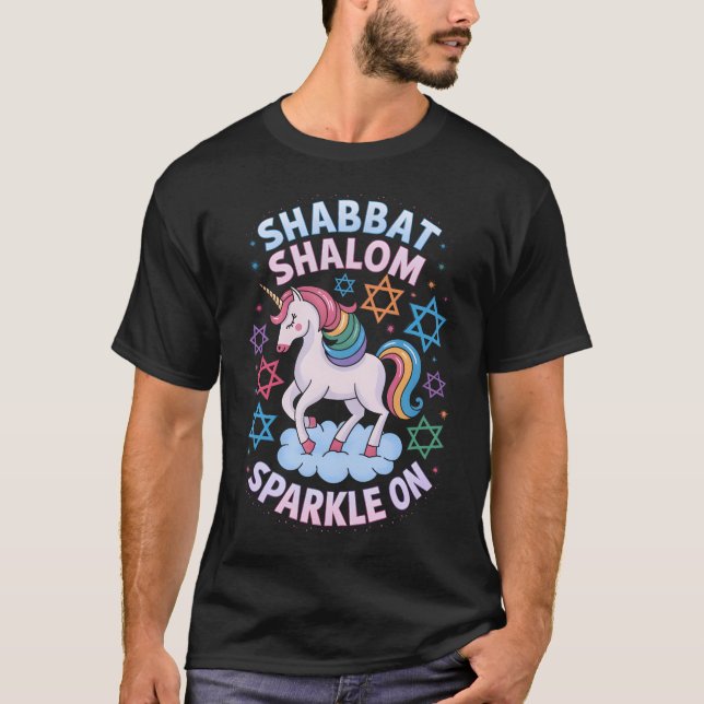 T-shirt Funny Jewish Unicorn Hanukkah Shabbat Shalom Spark (Devant)
