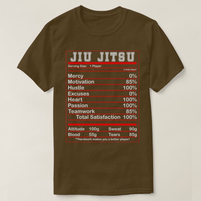T-shirt Funny Jiu Jitsu Nutrition Facts Bjj Essence de cha (Design devant)