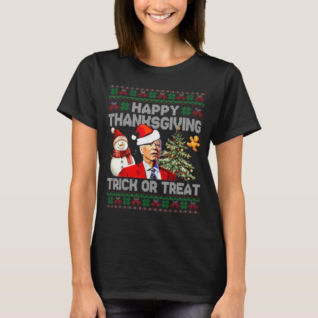 T-shirt Funny Joe Biden Santa Merry Thanksgiving Christmas (Devant)