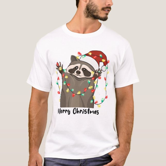 T-shirt Funny Joyeux Raccoon de Noël (Devant)
