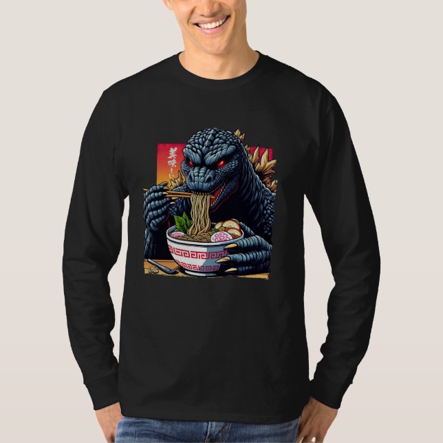 T-shirt Funny Kaiju Manger Ramen japonais Monster Lover Bi (Devant)
