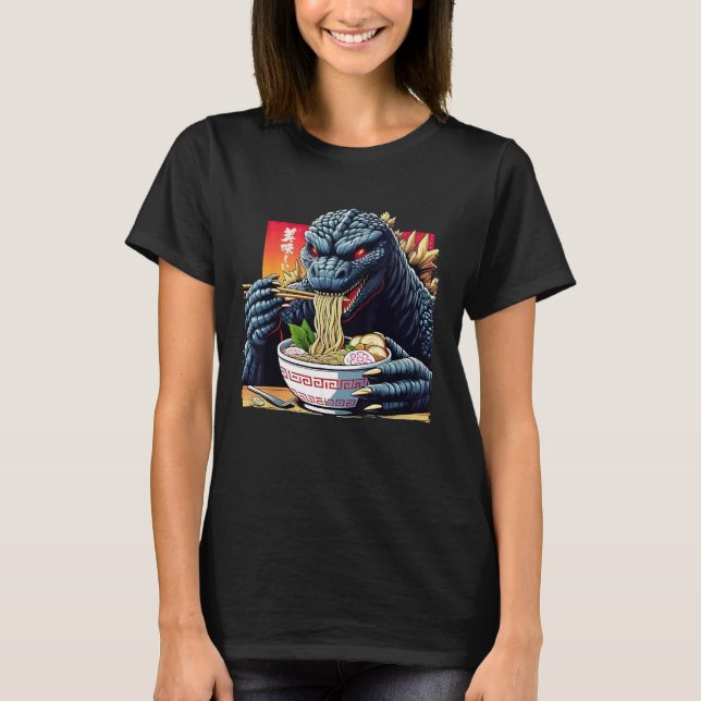 T-shirt Funny Kaiju Manger Ramen japonais Monster Lover Bi (Devant)