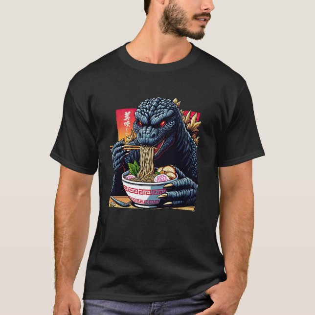 T-shirt Funny Kaiju Manger Ramen japonais Monster Lover Bi (Devant)