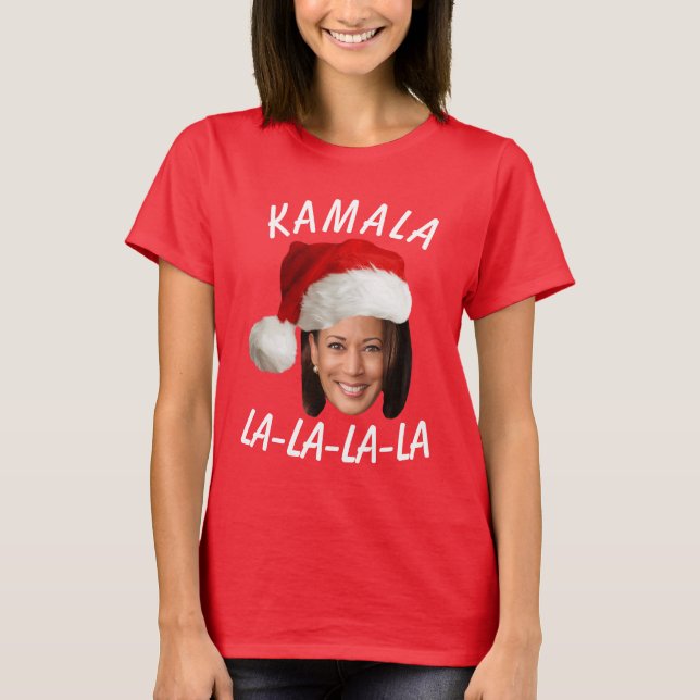 T-shirt Funny Kamala Harris Face Santa Hat Noël (Devant)