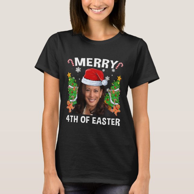 T-shirt Funny Kamala Harris Noël Santa Hat Joyeux 4e (Devant)