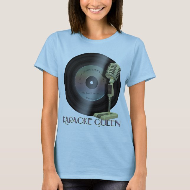 T-shirt Funny Karaoke Queen Vinyl Record (Devant)