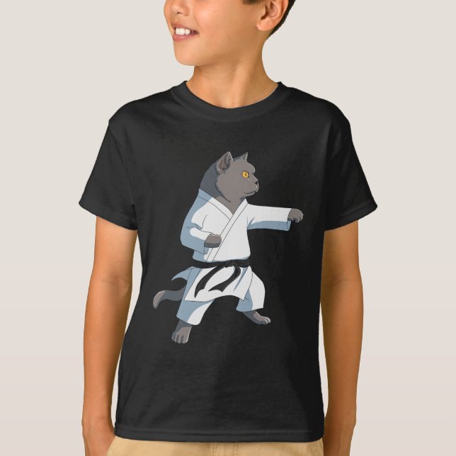 T-shirt Funny Karate British Shorthair Cat (Devant)