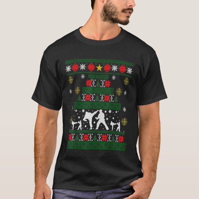 T-shirt Funny Karate cadeau de Noël laide Xmas Sweater T-S (Devant)