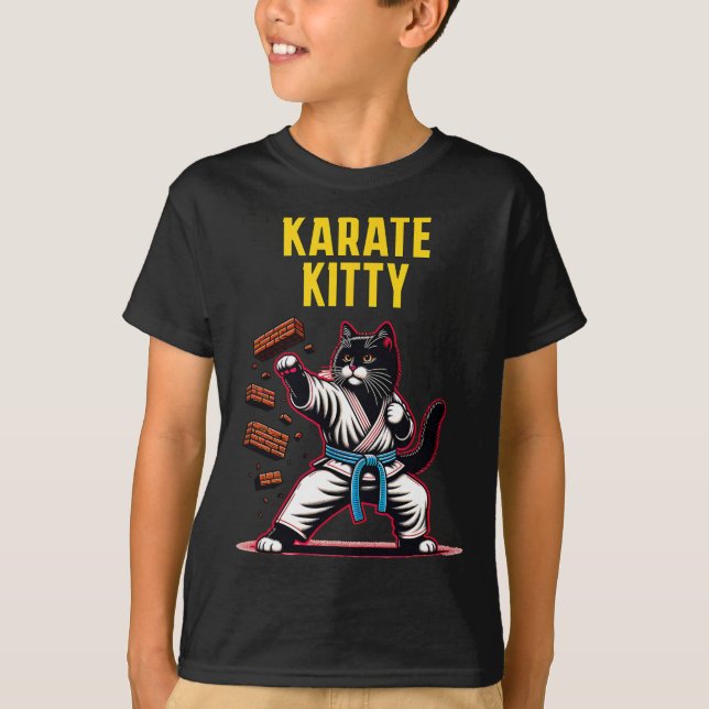 T-shirt Funny Karate Kitty - Champion Feline des arts mart (Devant)
