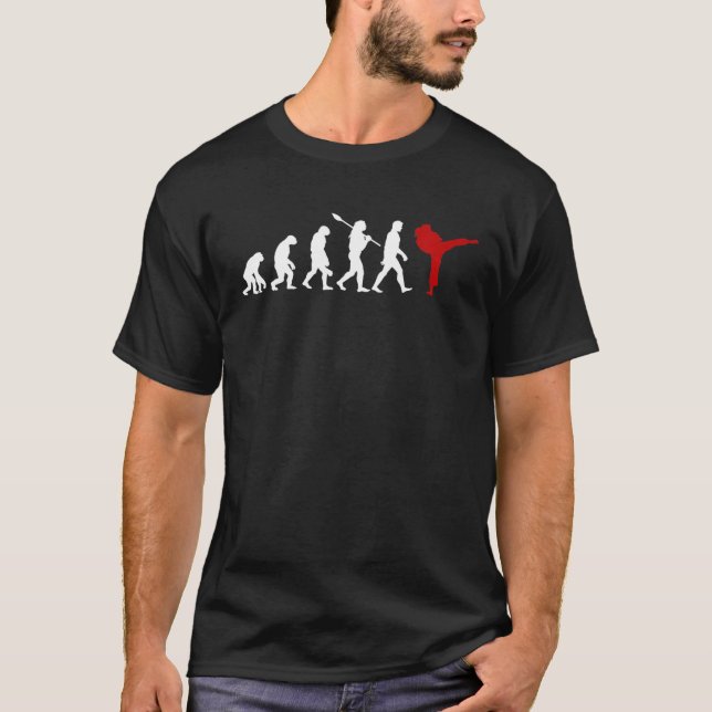 T-shirt Funny Karate Taekwondo Evolution Humour Femmes Kic (Devant)