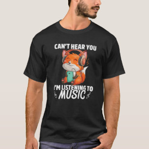 T-shirt Funny Kawaii Fox Écouter Producteur De Musique Dj 