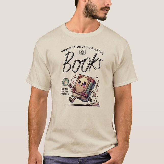 T-shirt Funny Kawaii Livre avec devis Lire plus de livres (Devant)