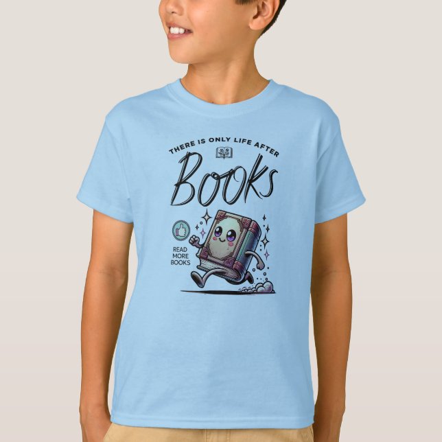 T-shirt Funny Kawaii Livre avec devis Lire plus de livres (Devant)