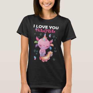 T-shirt Funny kawaii pink axolotl valentine