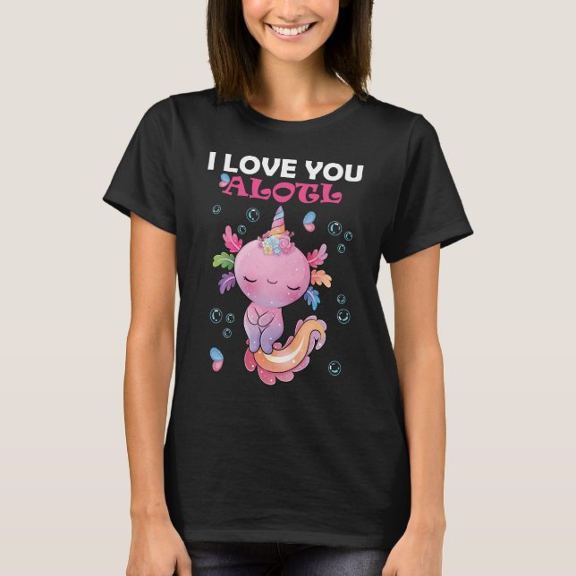 T-shirt Funny kawaii pink axolotl valentine (Devant)