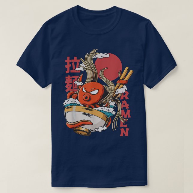 T-shirt Funny Kawaii Ramen Cute Anime octopus Japanese Asi (Design devant)