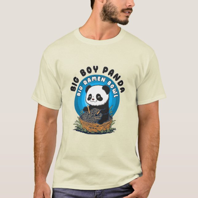 T-shirt Funny Kawaii Ramen Panda (Devant)