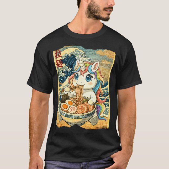 T-shirt Funny Kawaii Unicorn Ramen Noodle Bowl Japanese Wa (Devant)