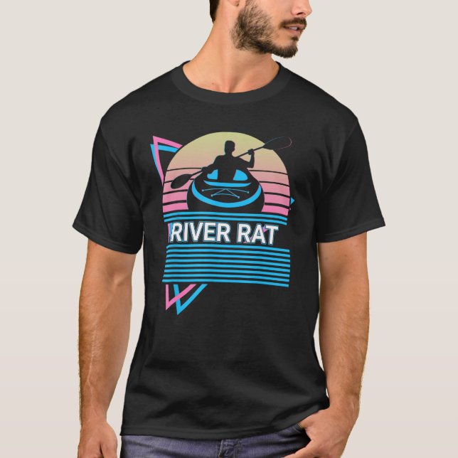 T-shirt Funny Kayak Kayaking Retro River Rat (Devant)