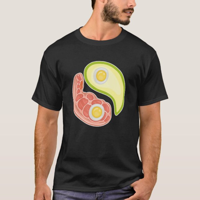 T-shirt Funny Keto Diet Meat Eggs Avocado Ying Yang Zen Sy (Devant)