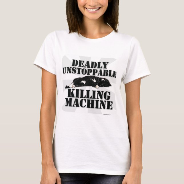 T-shirt Funny Kill Machine Chat Sarcasm Moto (Devant)