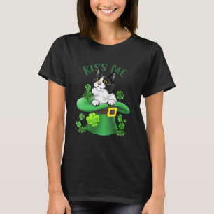 T-shirt Funny Kiss Me Munchkin Cat Shamrock Clover pour St