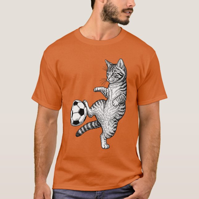 T-shirt Funny Kitty Cat Playing Soccer Cute Soccer Mom Cat (Devant)
