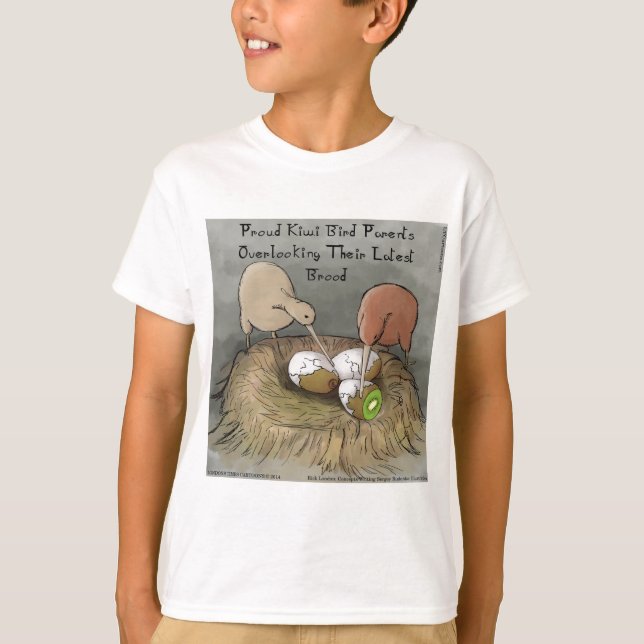 T-shirt Funny Kiwi Birds Tending Their Fruit (Devant)