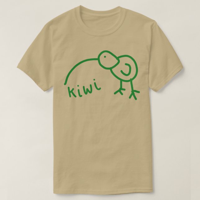 T-shirt Funny Kiwi Doodle Green (Design devant)