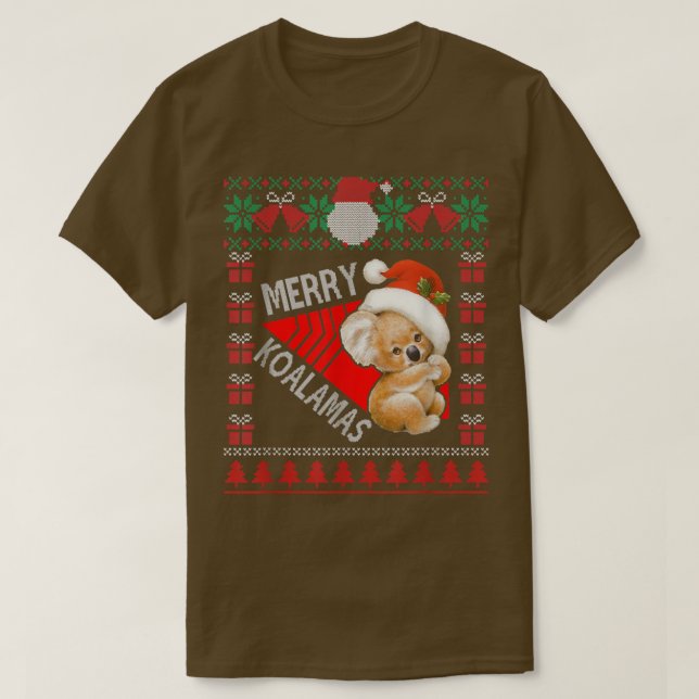 T-shirt Funny Koala illuminations de Noël laides Noël doux (Design devant)