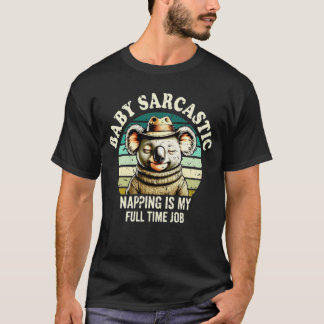 T-shirt Funny Koala Napping Full Time Job Retro Graphic