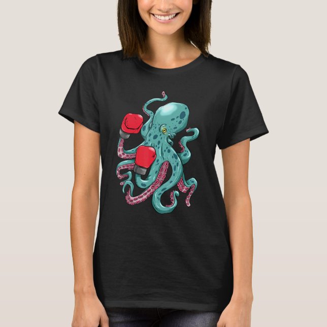 T-shirt Funny Kraken Octopus Gants de boxe sous-marine Océ (Devant)