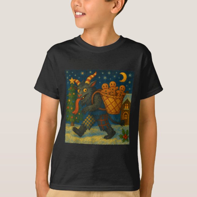 T-shirt Funny Krampus Gingerbread Night Festive Creepy Hol (Devant)