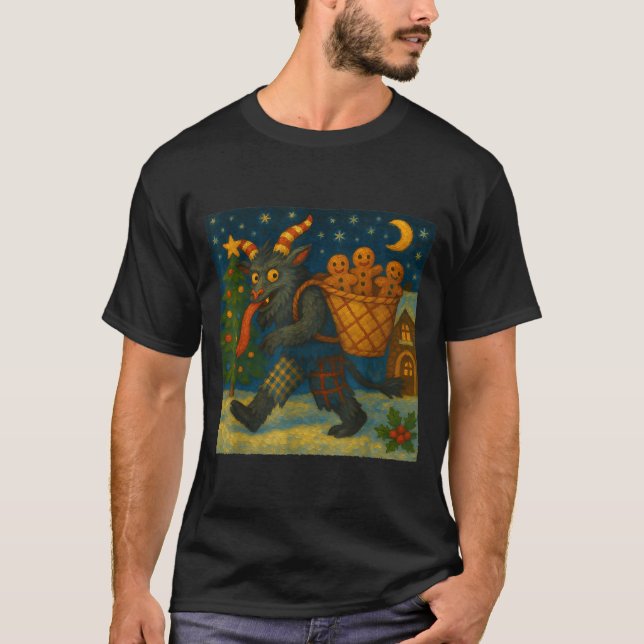 T-shirt Funny Krampus Gingerbread Night Festive Creepy Hol (Devant)