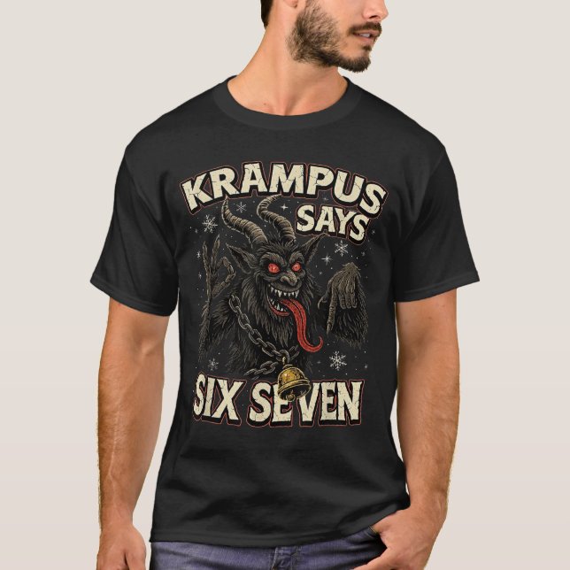 T-shirt Funny Krampus Says Six Seven 6 7 Meme Christmas Ho (Devant)