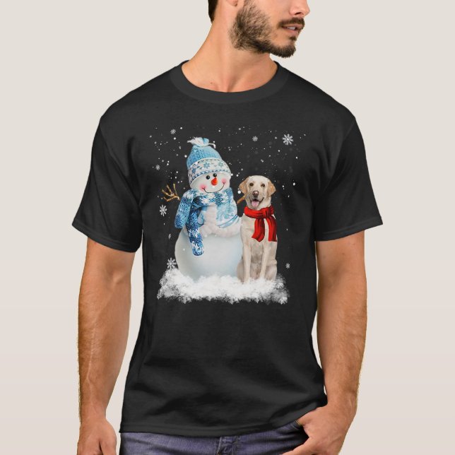 T-shirt Funny Labrador Dog Christmas Snowman Christmas Paj (Devant)