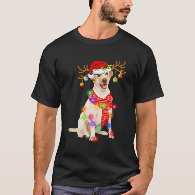 T-shirt Funny Labrador Santa Hat Noël Lumières Cadeau Chie (Devant)