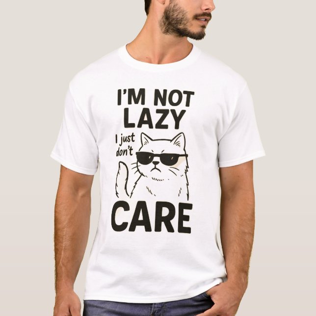 T-shirt "Funny Lazy Chat Shirt - Je ne suis pas Lazy Je ne (Devant)