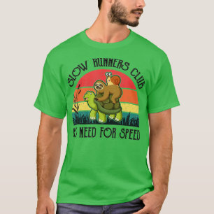 T-shirt Funny Lazy Sloth Snail Riding Turtle Coureurs Lent