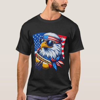 T-shirt Funny Ld Eagle Hotdog Drapeau Américain 4 Juillet