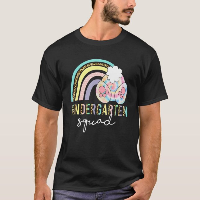 T-shirt Funny Leopard Rainbow Kindergarten Bunny Easter Ch (Devant)