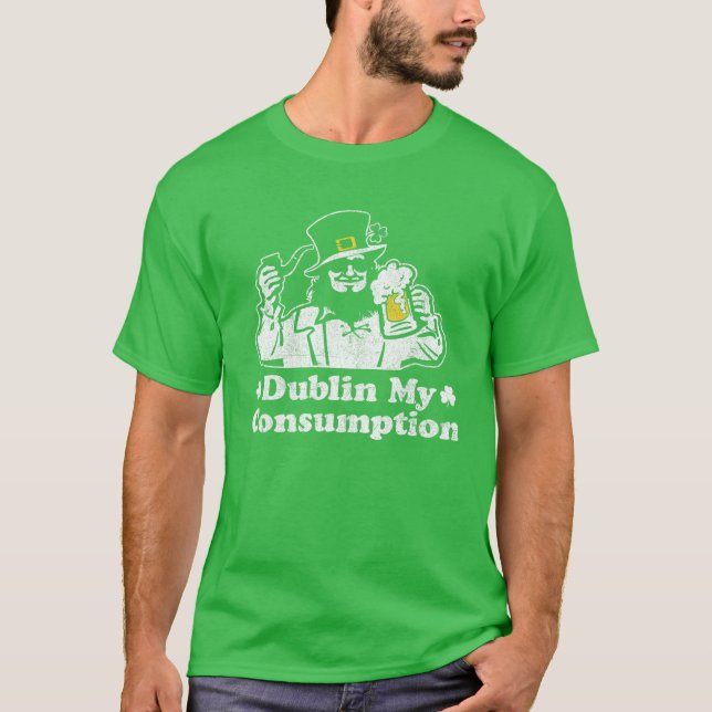 T-shirt Funny Leprechaun Dublin Ma consommation Irish St P (Devant)